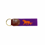 Embroidered Leather Tiger Key Tag