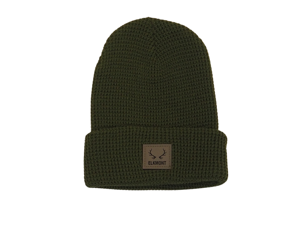 Elkmont Waffle Knit Leather Patch Beanie