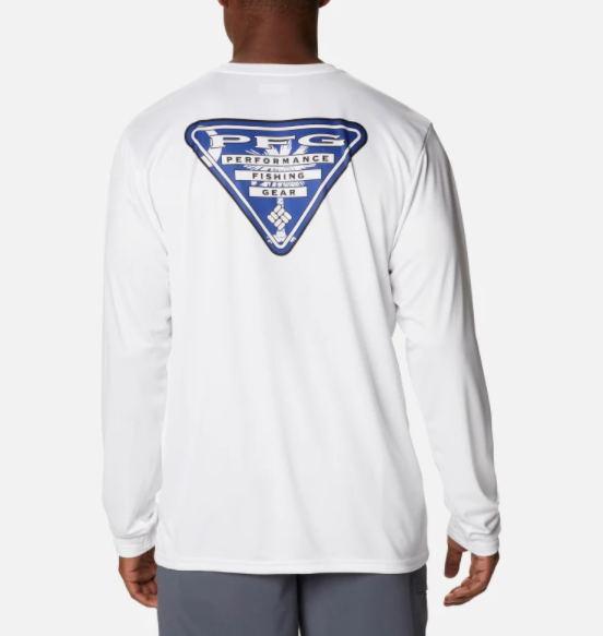 Columbia Men's Terminal Tackle PFG State Triangle Long Sleeve Shirt White / M