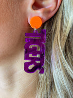 Bourbon And Bowties Tigers Acrylic Earrings