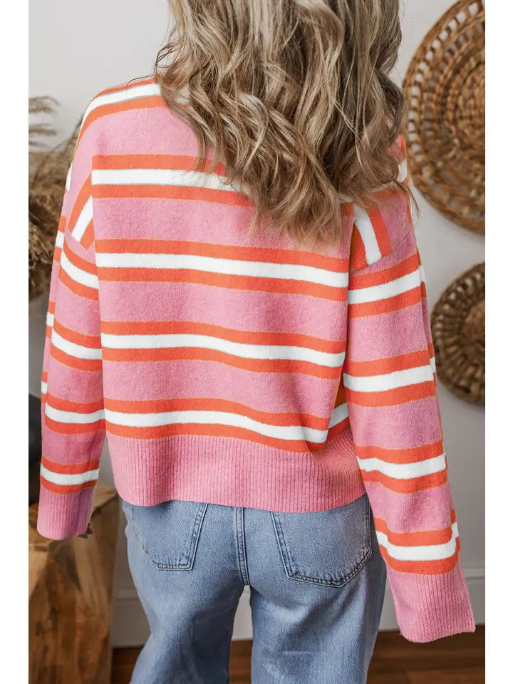 Emaline Striped Drop Shoulder Cardigan