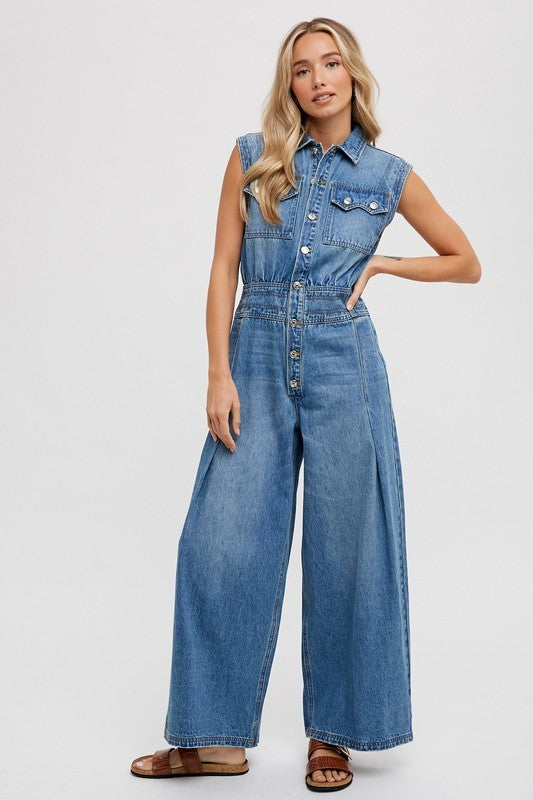 Women's Denim Sleeveless Jumpsuit – Elkmont Trading Company