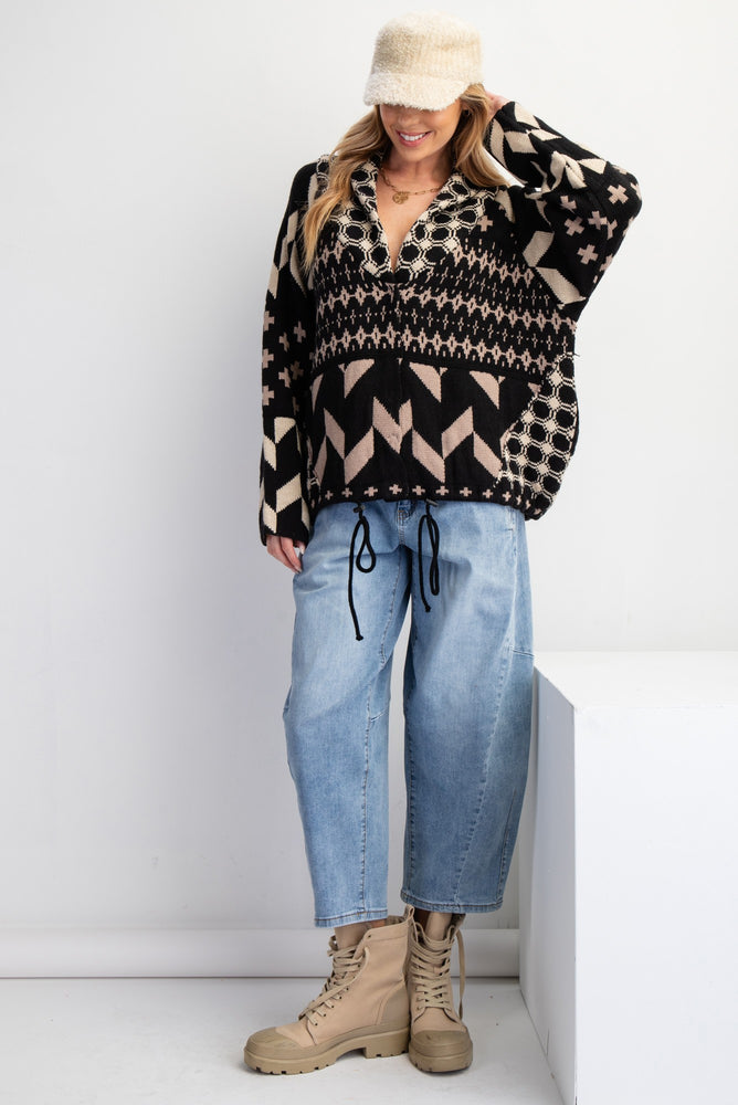 Women's Ethnic Printed Knit Cardigan