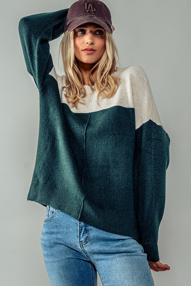 Bicolor Knit Sweater