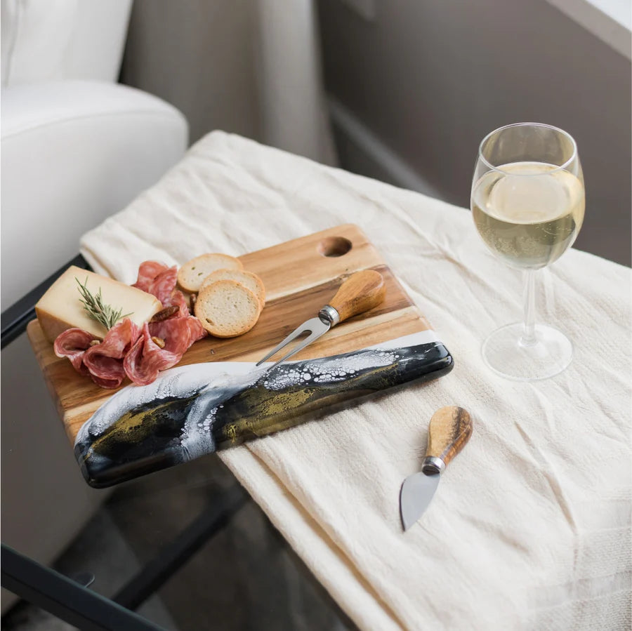 Lynn & Liana Marble Dipped Acacia Cheese Boards