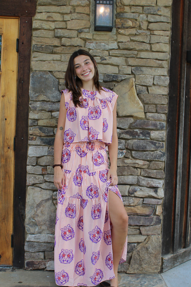 Eliie Orange Gaze Maxi Skirt