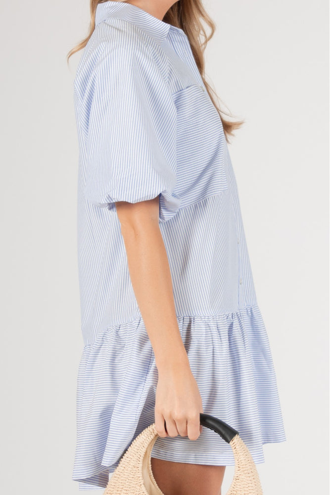 Delilah Striped Cotton Puff Sleeve Dress