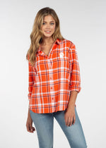 Boyfriend Plaid Clemson Button Up