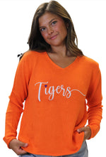 Women's Classic Tigers V-Neck Heart Sweater