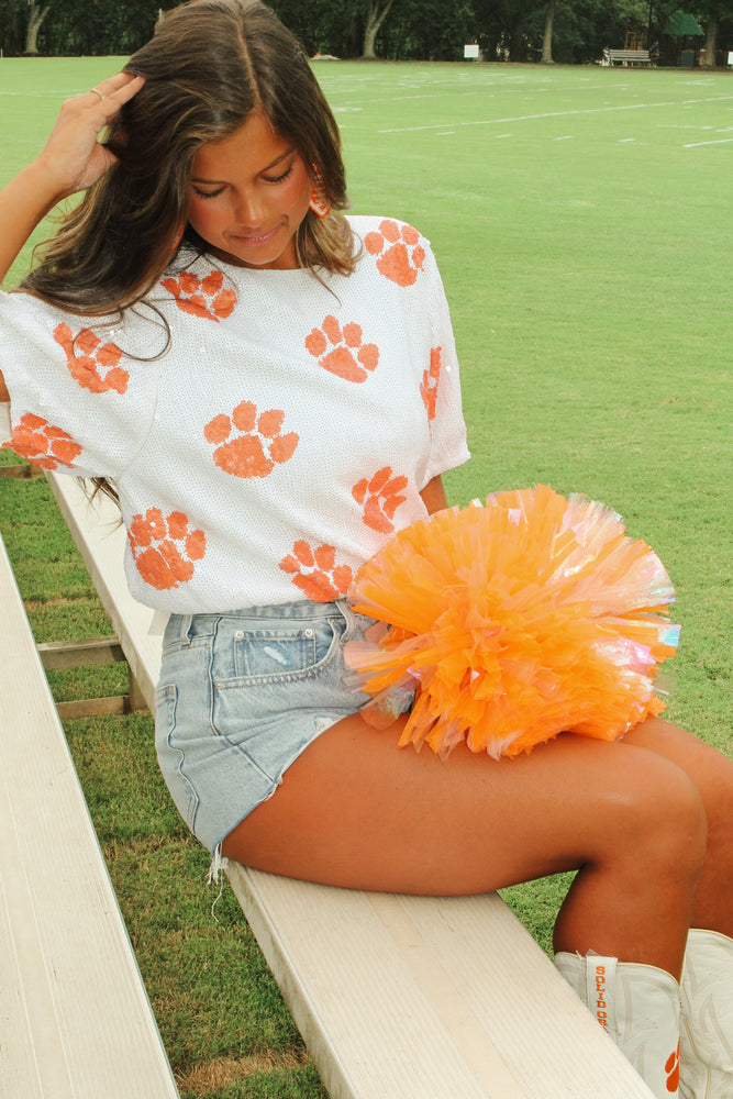 Sequin Repeater Clemson Tiger Paw Crop