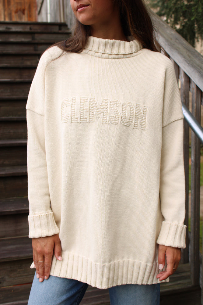Embossed Clemson Turtleneck Sweater Tunic