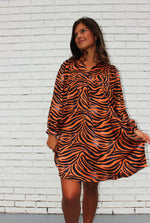 Mila Ruffle Neck Tiger Dress