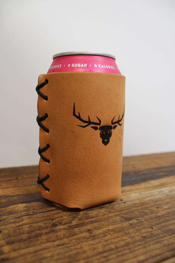 Elkmont Antlers Leather Can Cooler