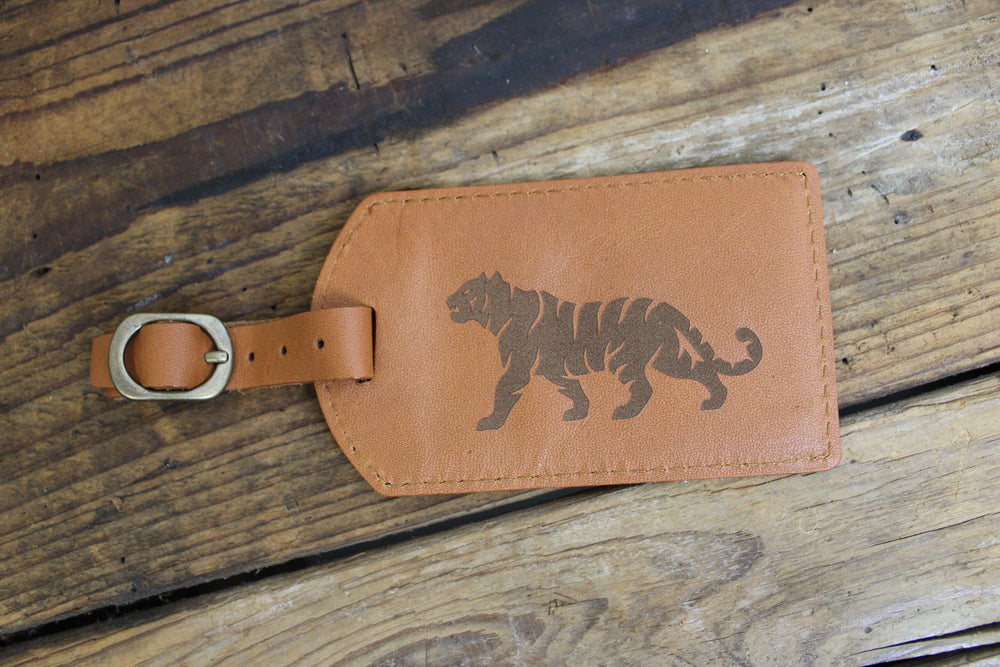 Elkmont Tiger Leather Luggage Tag