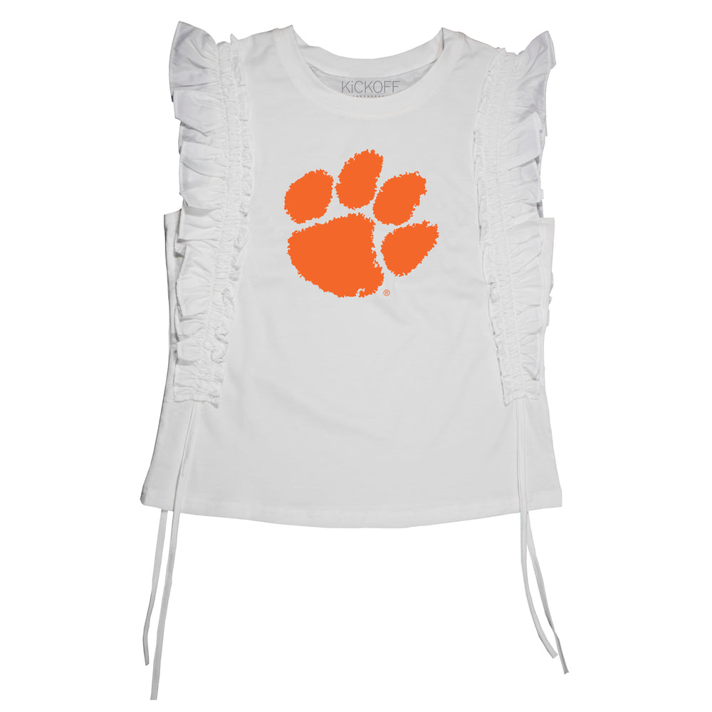 Sequin Clemson Ruffle Sleeve with Side Ruching