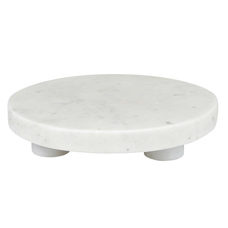 White Marbles Footed Tray