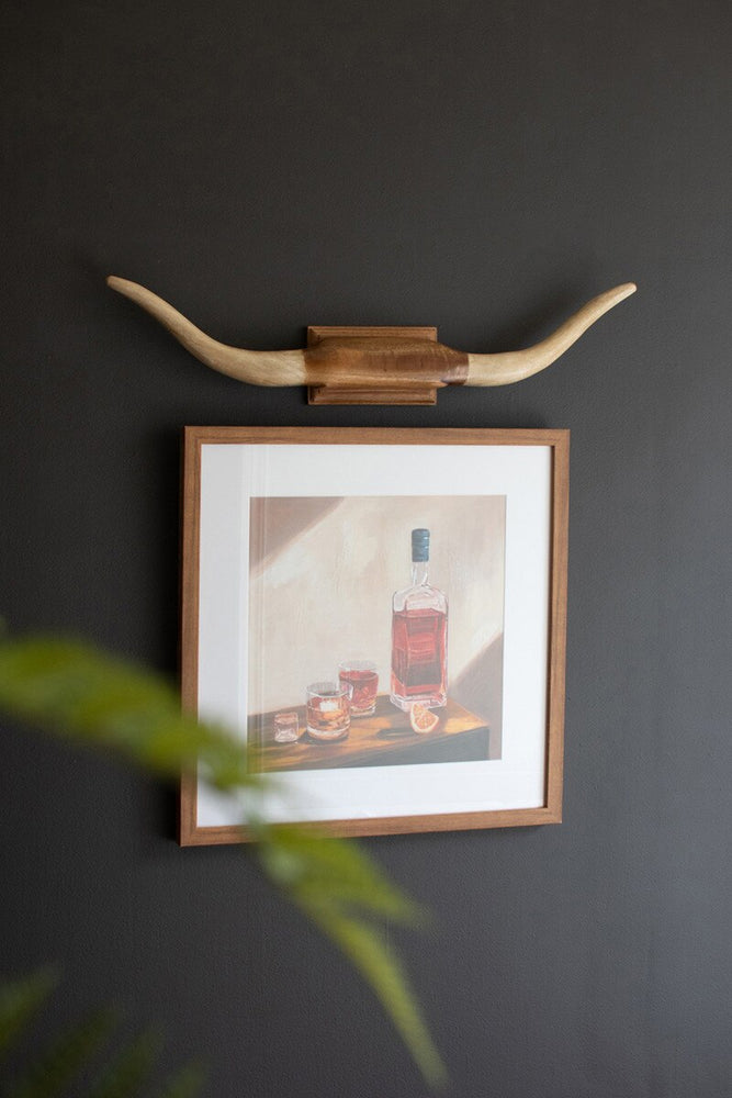 Kalalou Carved Mango Wood Longhorn Wall Art