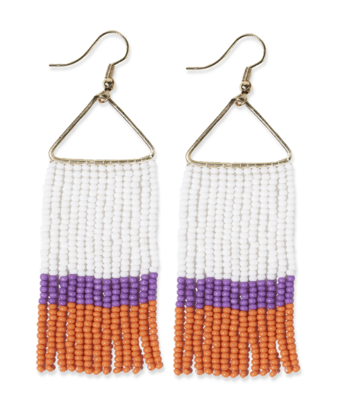 INK+ALLOY Whitney Color Block Stripe Beaded Fringe Earrings