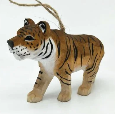 Tiger Hand Carved Ornament