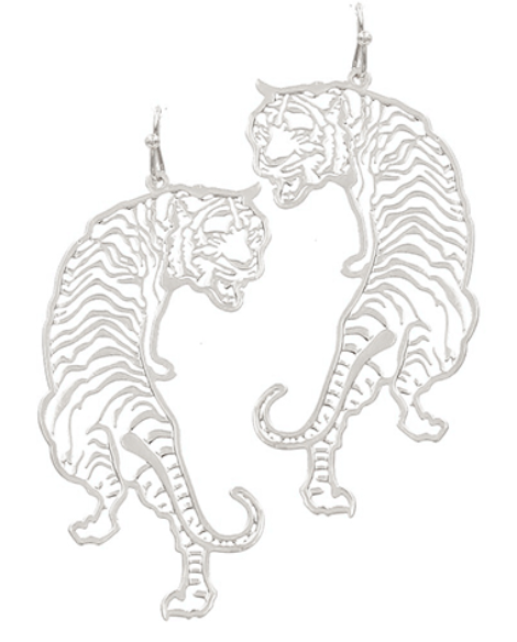 Tria Prowling Tiger Filigree Earrings