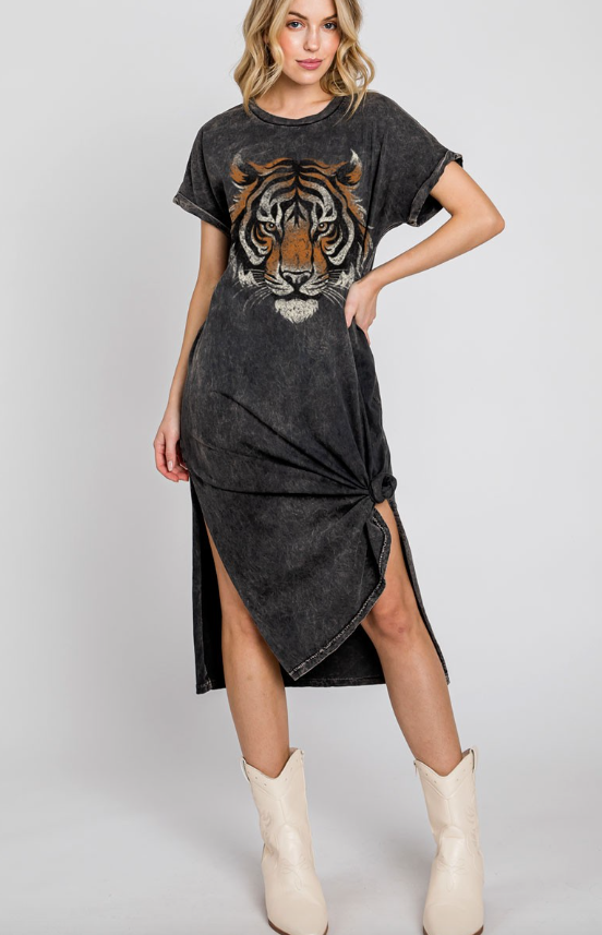 Lydia Tiger Face Mineral Graphic Dress