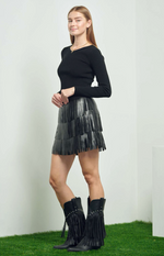 Baylee Faux Leather Fringe Mini Skirt