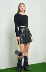 Baylee Faux Leather Fringe Mini Skirt