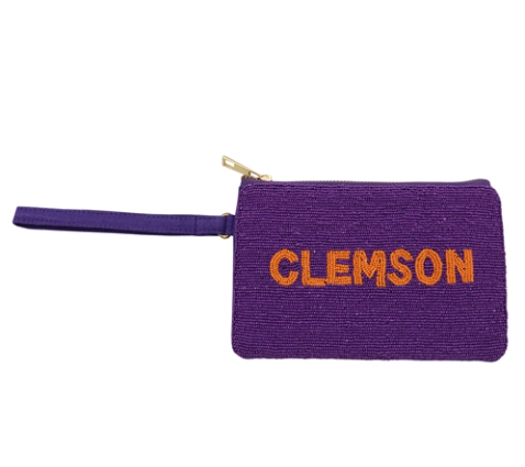Collegiate Clemson Beaded Accessory Bag