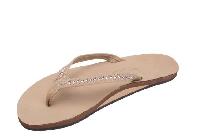 Rainbow Sandal White Crystal Premier Leather Single Layer Arch Support