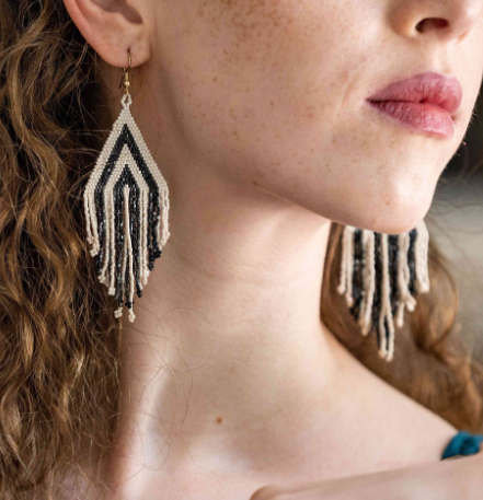 INK+ALLOY Haley Stacked Triangle Beaded Fringe Earring