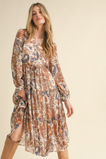 Paisley Button Down Midi Dress