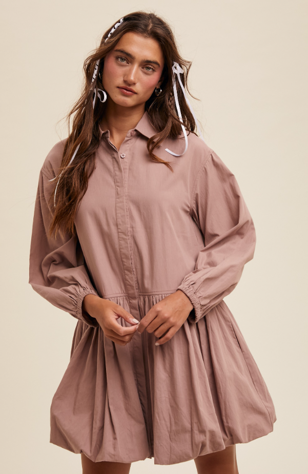 Petra Long Sleeve Bubble Hem Dress