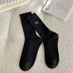 Bow Embroidered Crew Socks