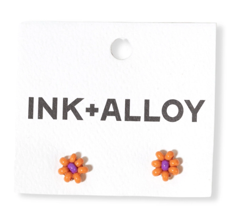 INK+ALLOY Game Day Flower Beaded Post Earrings