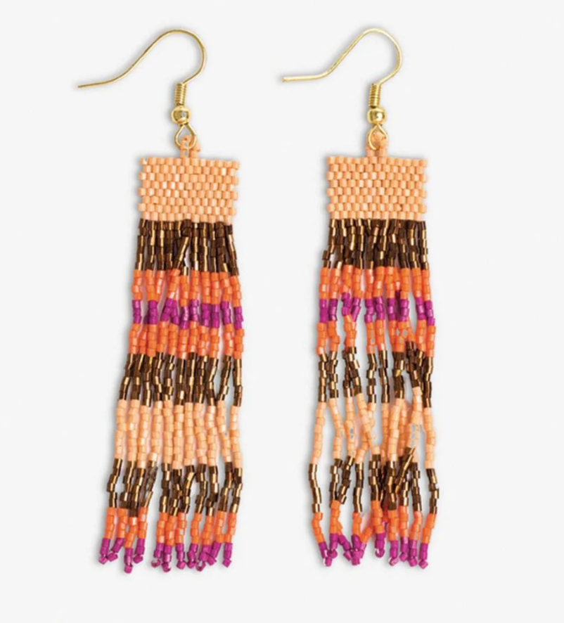 INK+ALLOY Billie Horizontal Stripes Beaded Fringe Earrings