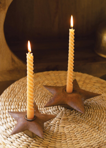 Kalalou Set of 2 Metal Star Taper Candle Holders