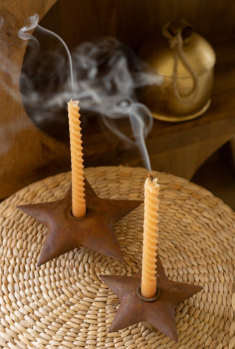 Kalalou Set of 2 Metal Star Taper Candle Holders