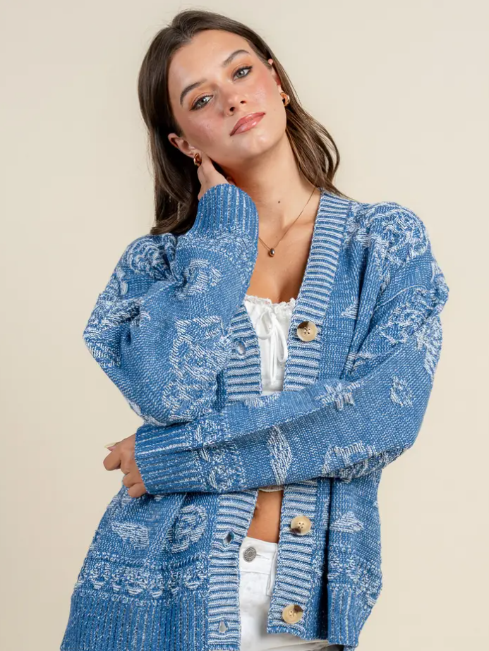 Poppy Patterned Button Up Cardigan