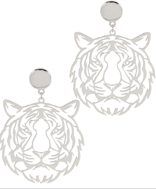 Mandi Tiger Face Filigree Earrings