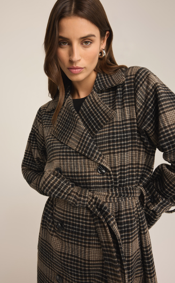 Z Supply Jackie Plaid Trench