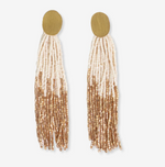 INK+ALLOY Mae Oval Brass Post 2-Color Beaded Tassel Earrings