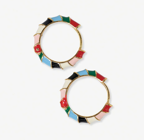 INK+ALLOY Pippa Twisted Colorblock Enamel Hoop Earrings