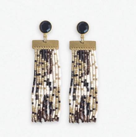 INK+ALLOY Lilah Semi-Precious Stone Post Beaded Fringe Earrings