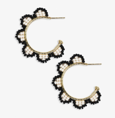 INK+ALLOY Luna Beaded Scallop Hoop Earrings