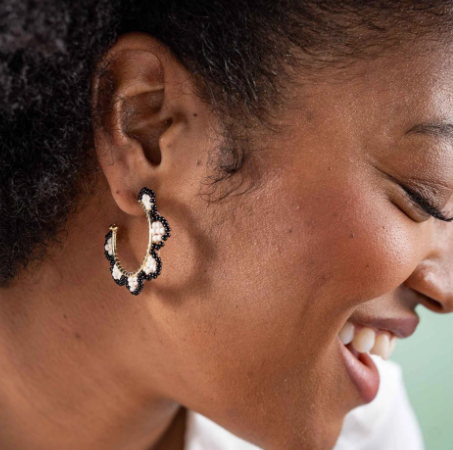 INK+ALLOY Luna Beaded Scallop Hoop Earrings