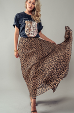 Hollie Leopard Print Pleated Midi Skirt