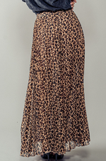 Hollie Leopard Print Pleated Midi Skirt