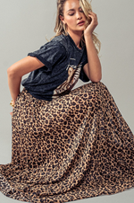 Hollie Leopard Print Pleated Midi Skirt