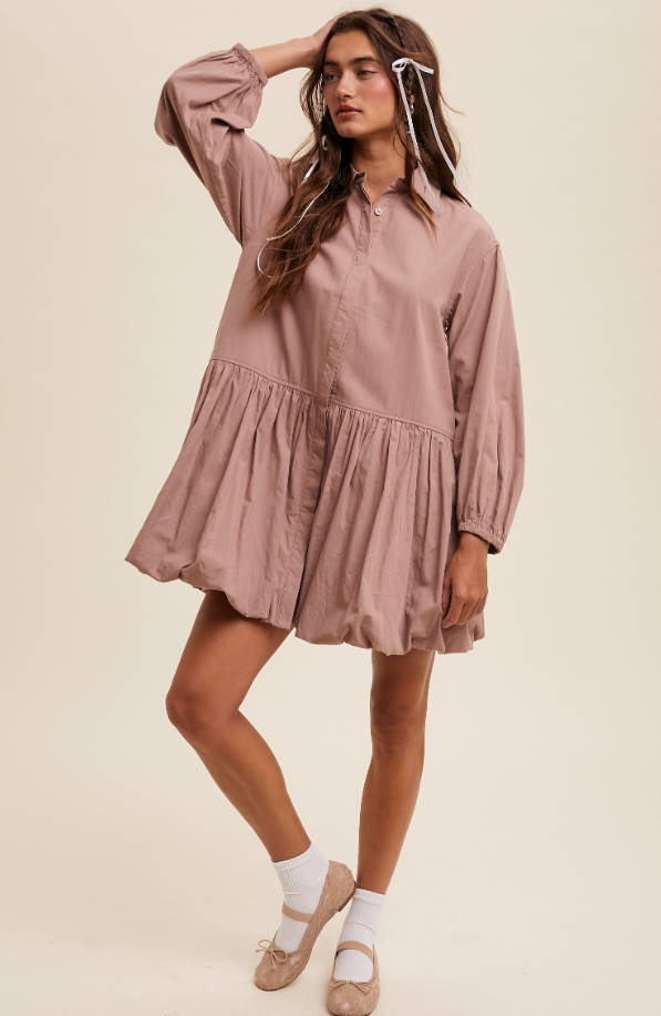 Petra Long Sleeve Bubble Hem Dress