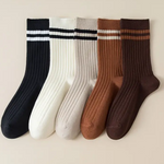 Vertical Striped College Style Mid Tube Socks